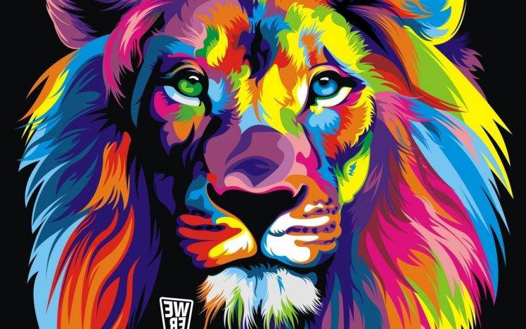lion, Colorful, Abstract HD Wallpaper Desktop Background