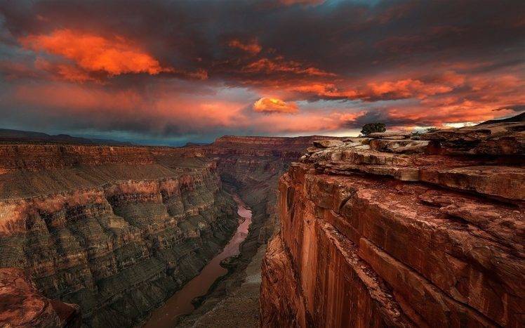 nature, Landscape, River, Sunrise, Canyon, Clouds, Desert, Sky, Erosion, Red, Rock HD Wallpaper Desktop Background