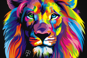 colorful, Animals, Lion