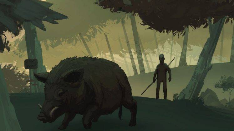 artwork, Animals, Boars, Pigs, Prehistoric HD Wallpaper Desktop Background