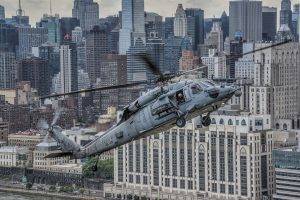 helicopters, Military Aircraft, Aircraft, Sikorsky UH 60 Black Hawk, City, Cityscape, Skyscraper