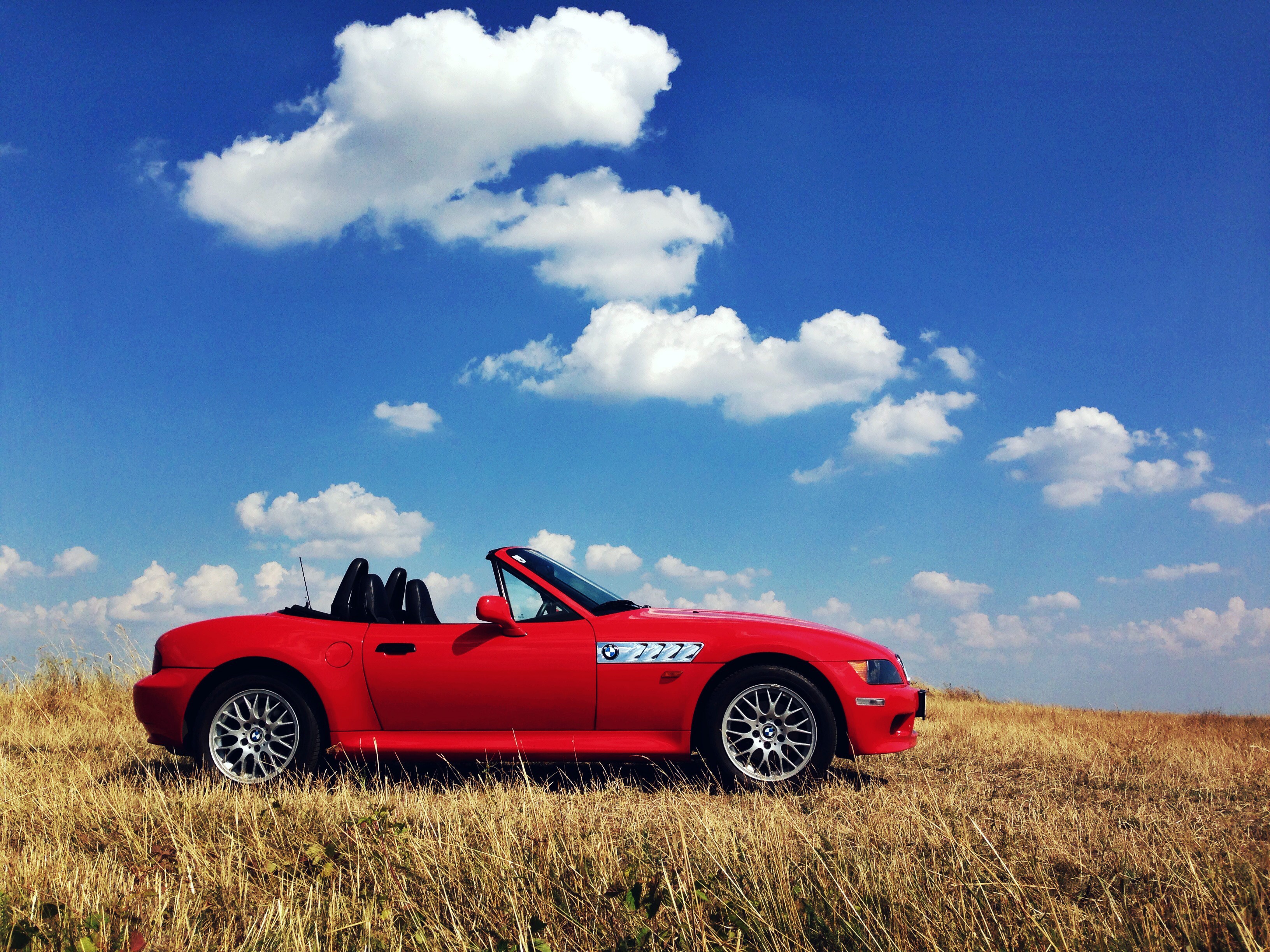 BMW, BMW Z3, Car, Cabrio, Red Cars, Landscape, Clear Sky, Roadster, Vienna Wallpaper