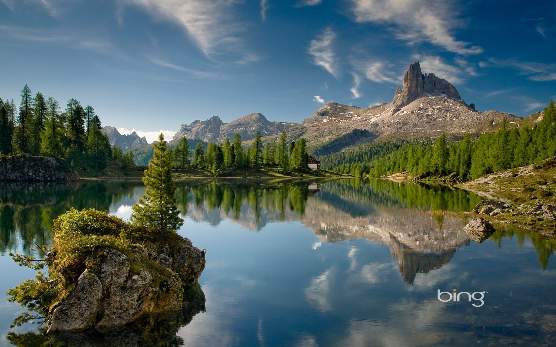 forest, Mountain, Reflection, Alps, Summer, Cabin, Landscape, Lake, Nature, Trees Wallpaper