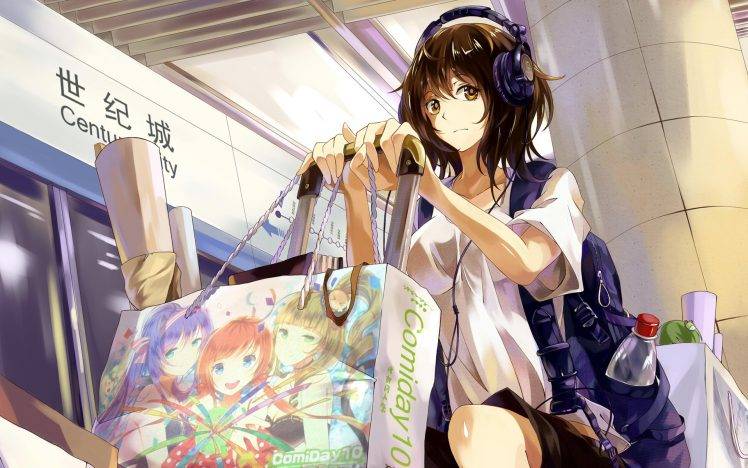 anime, Anime Girls, Headphones, Schoolgirls HD Wallpaper Desktop Background