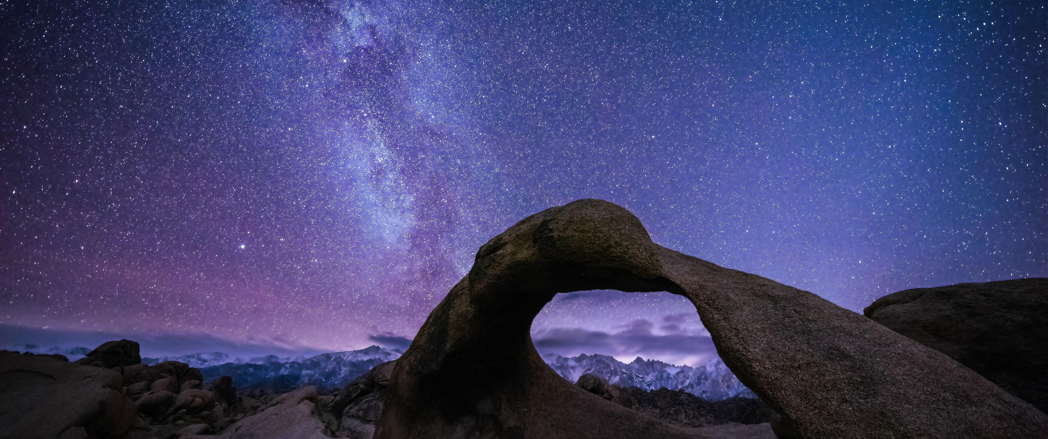 space, Long Exposure, Stone Arch Wallpaper