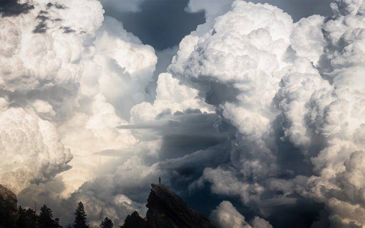 landscape, Nature, Clouds, Rock, Summit, Trees, Valley, Sky, Colorado, Watch HD Wallpaper Desktop Background