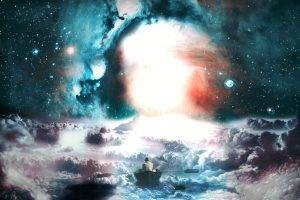 galaxy, Sailing, Space, Boat, Space Art