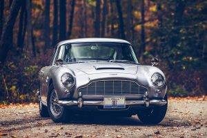 car, Aston Martin, Aston Martin DB5, Fall, Road, Forest, 007, James Bond, Leaves