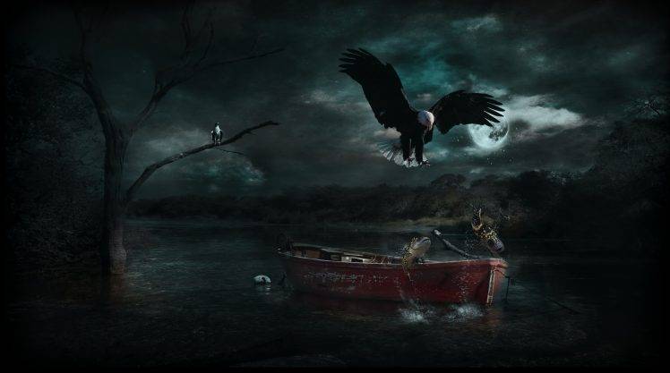 photo Manipulation, Nature, Boat, Landscape, Adobe Photoshop Wallpapers