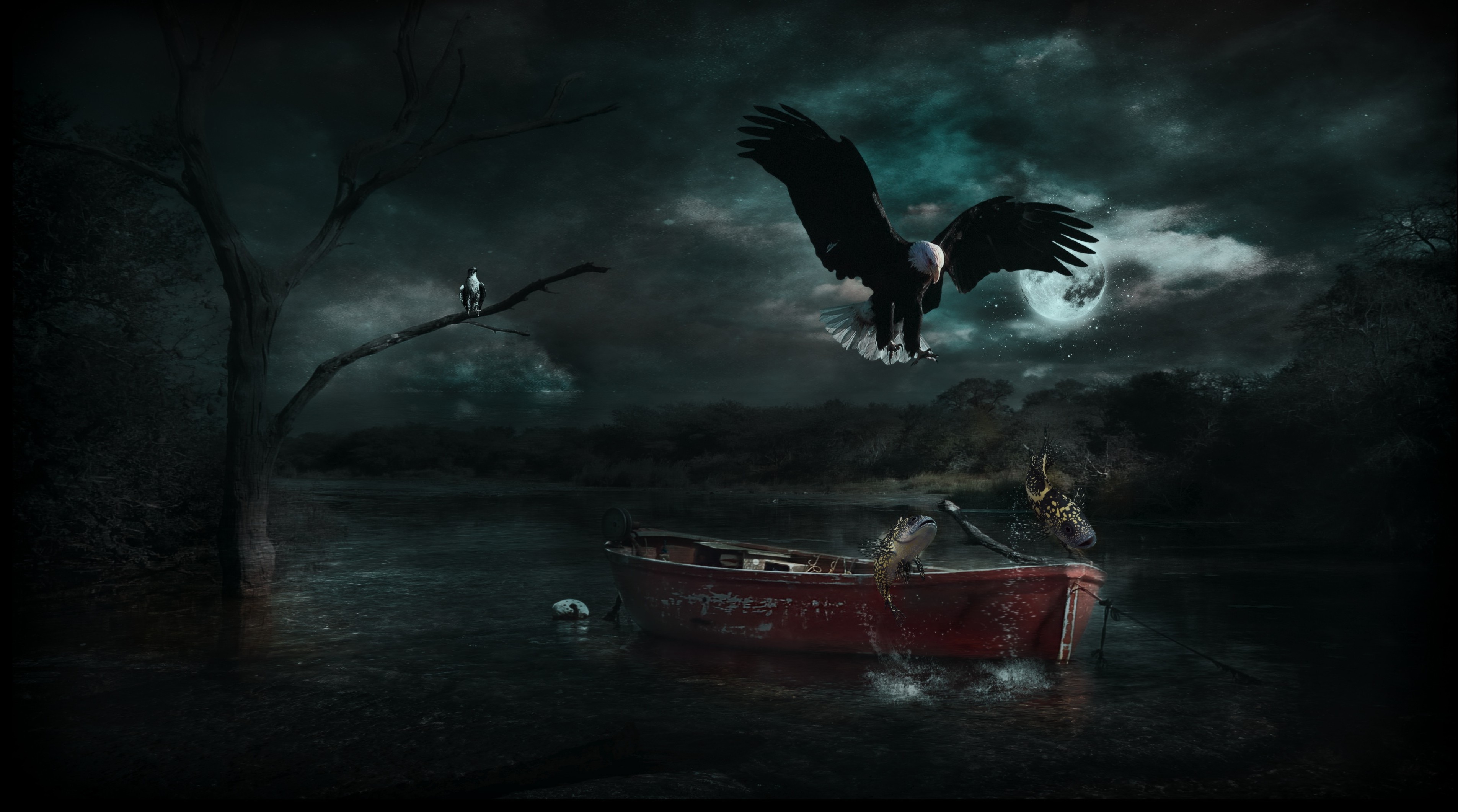 photo Manipulation, Nature, Boat, Landscape, Adobe Photoshop Wallpaper