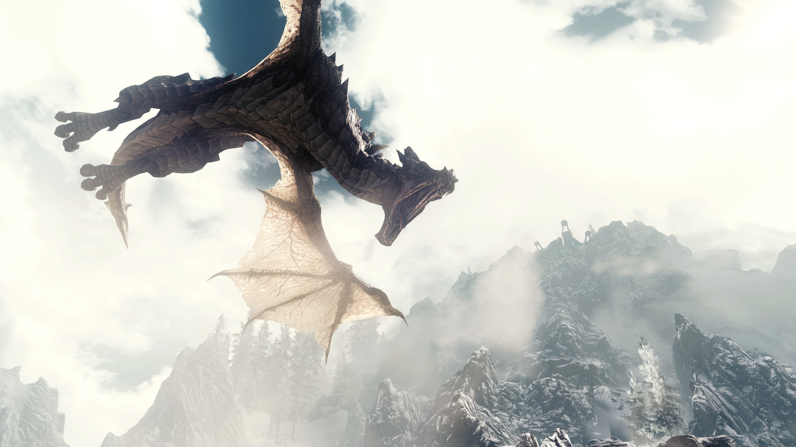 The Elder Scrolls V: Skyrim, The Elder Scrolls, Dragon, Mountain Wallpaper