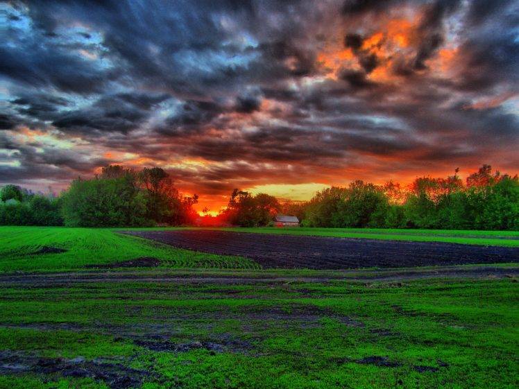 HDR, Landscape, Clouds, Sunset HD Wallpaper Desktop Background