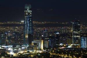 landscape, Lights, Santiago De Chile, Cityscape, Night, Skyscraper, Metropolis, Modern, Urban, Building, Architecture