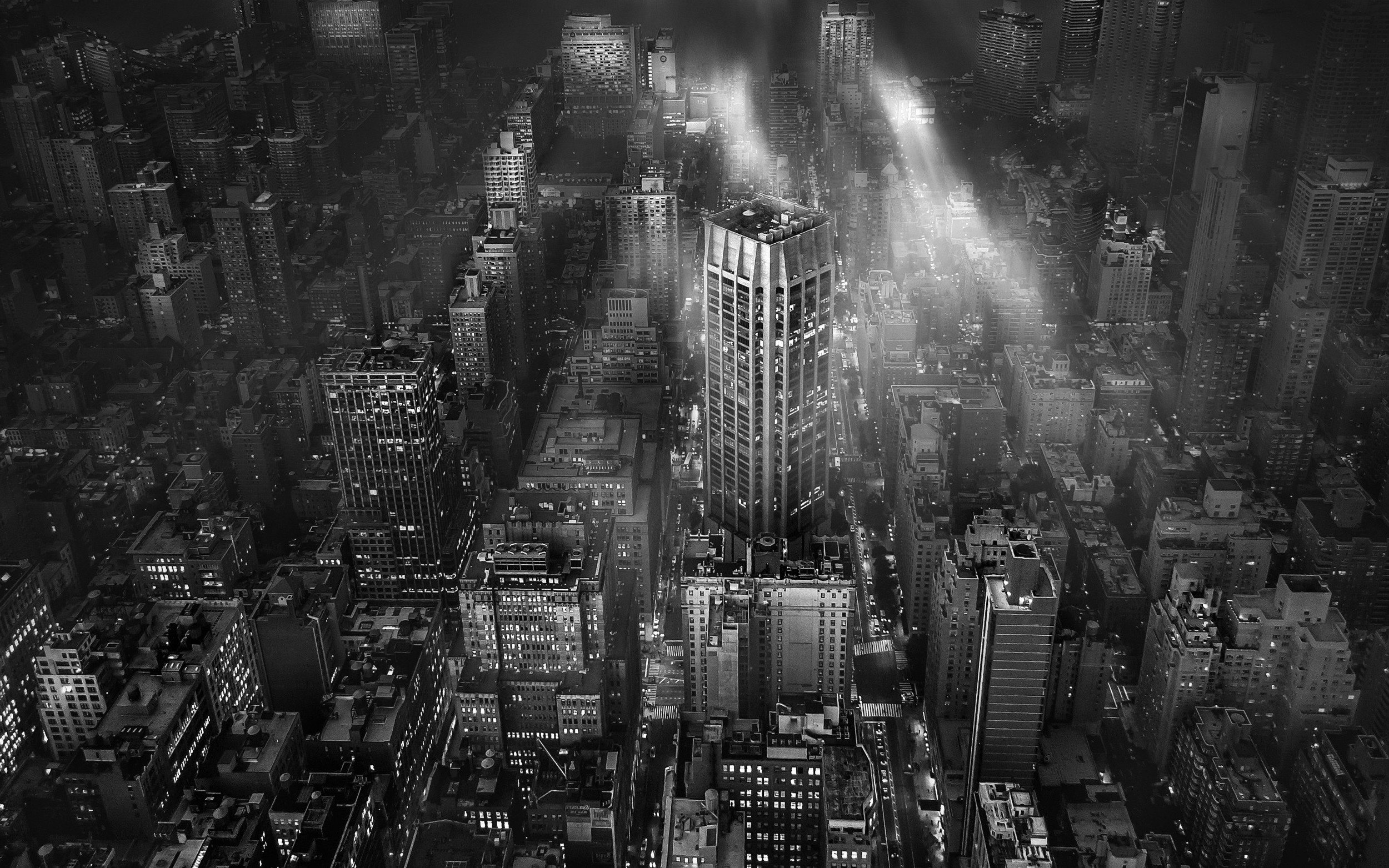 landscape, Cityscape, Monochrome, New York City, Architecture, Urban, Metropolis, Mist, Skyscraper, Building, Lights Wallpaper