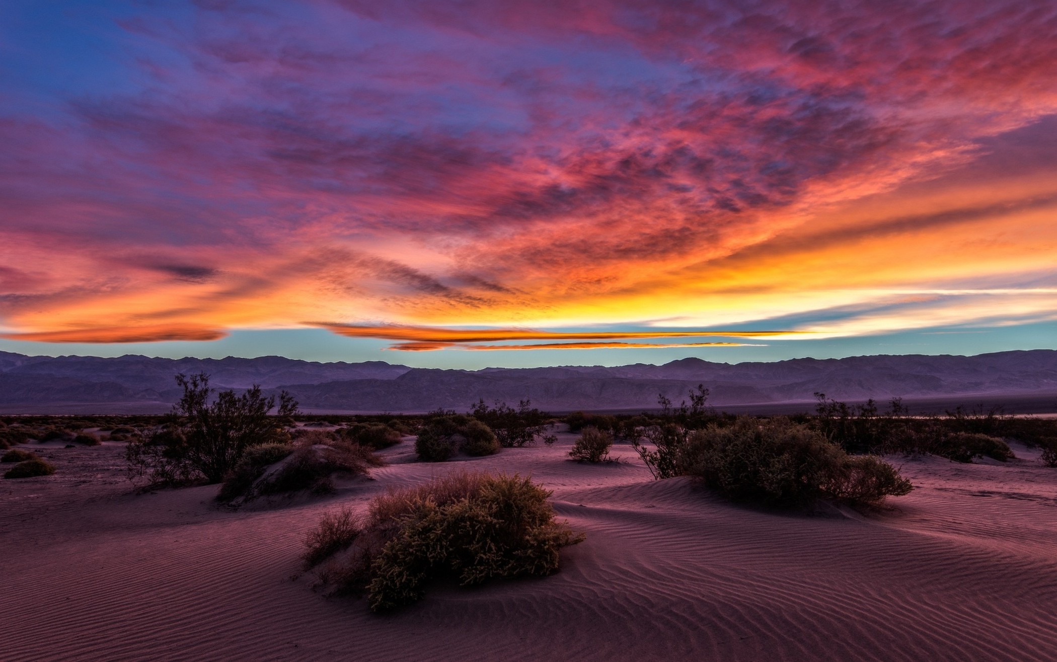 Landscape Nature Desert Sunset Death Valley Sand Mountain Shrubs Landscape Nature Desert Sunset Death Valley Sand Mountain Shrubs