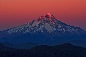 nature, Snowy Peak, Volcano, Mountain, Oregon, Forest, Sunrise, Landscape