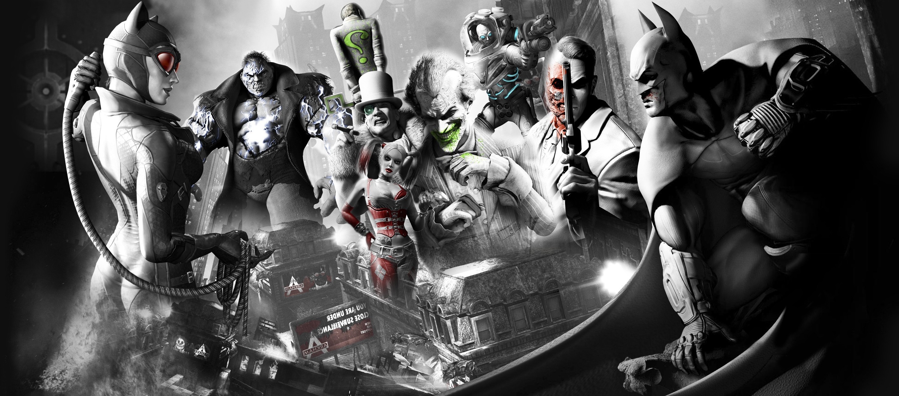 video Games, Batman: Arkham City, Batman, Harley Quinn, The Penguin, Two Face, Joker Wallpaper