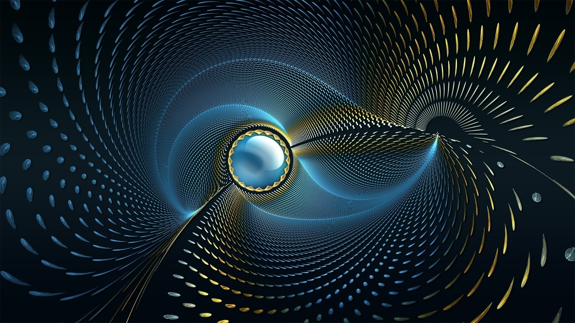 digital Art, Abstract, Circle, CGI, Blue Background, Spiral