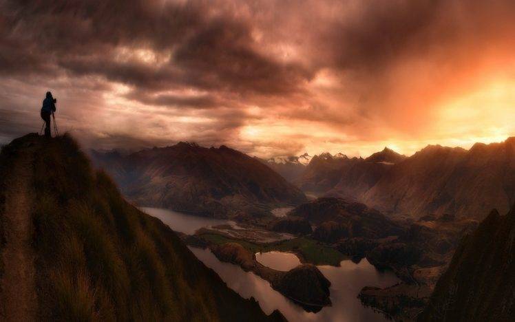 nature, Landscape, Mountain, Sunset, Clouds, Sky, Photographers, New Zealand, Fjord, Water HD Wallpaper Desktop Background