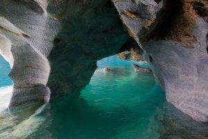 nature, Landscape, Cave, Chile, Lake, Turquoise, Water, Cathedral, Erosion