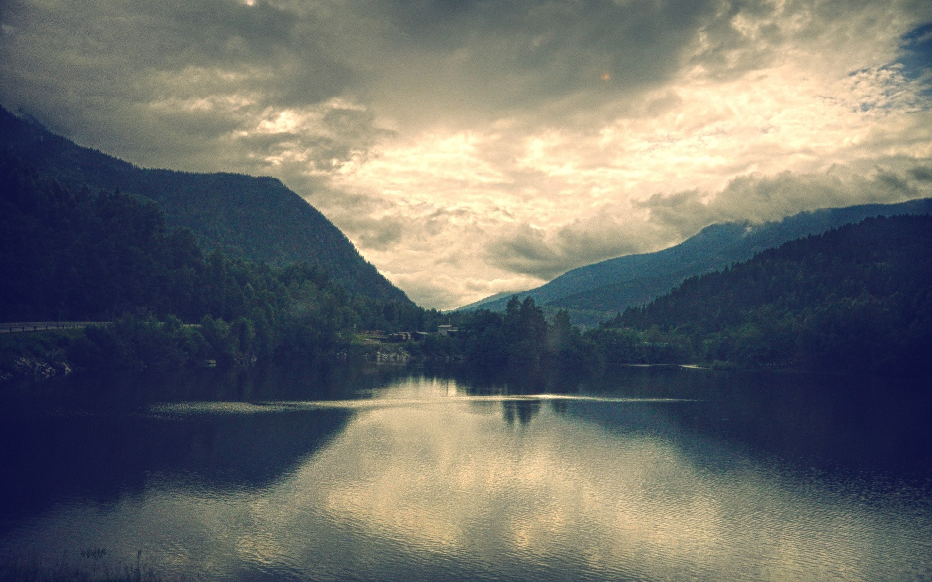 nature, Landscape, Lake, Overcast, Forest, Hill, Valley, Reflection, Water, Trees Wallpaper