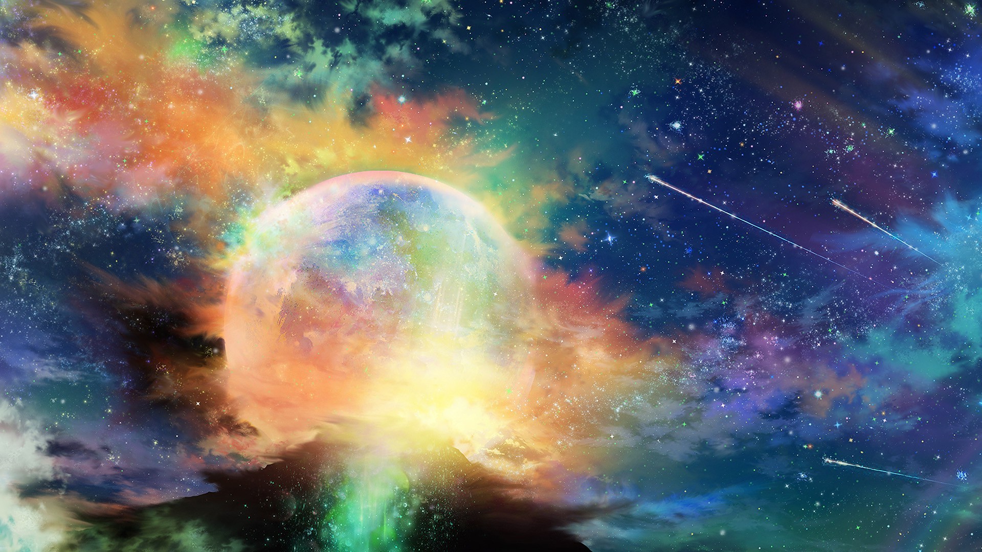 space, Planet, Stars, Clouds, Artwork Wallpaper