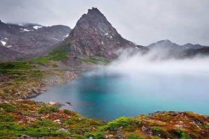 nature, Landscape, Mountain, Lake, Mist, Shrubs, Island, Chile, Water, Snow