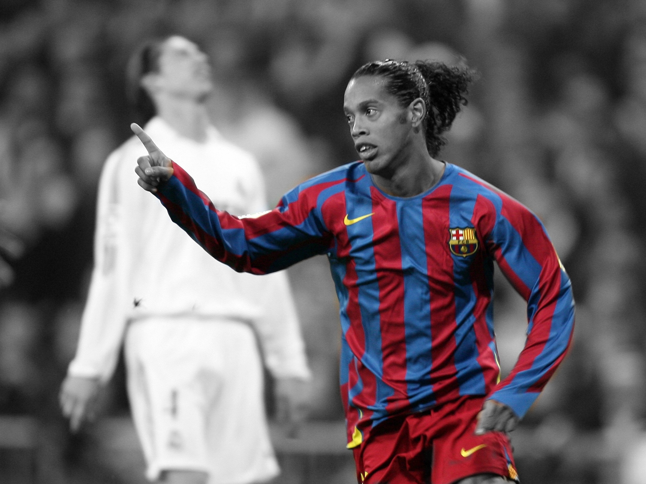 selective Coloring, Ronaldinho, Soccer, FC Barcelona Wallpapers HD