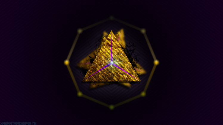 triangle, Gold, Violet, Abstract HD Wallpaper Desktop Background