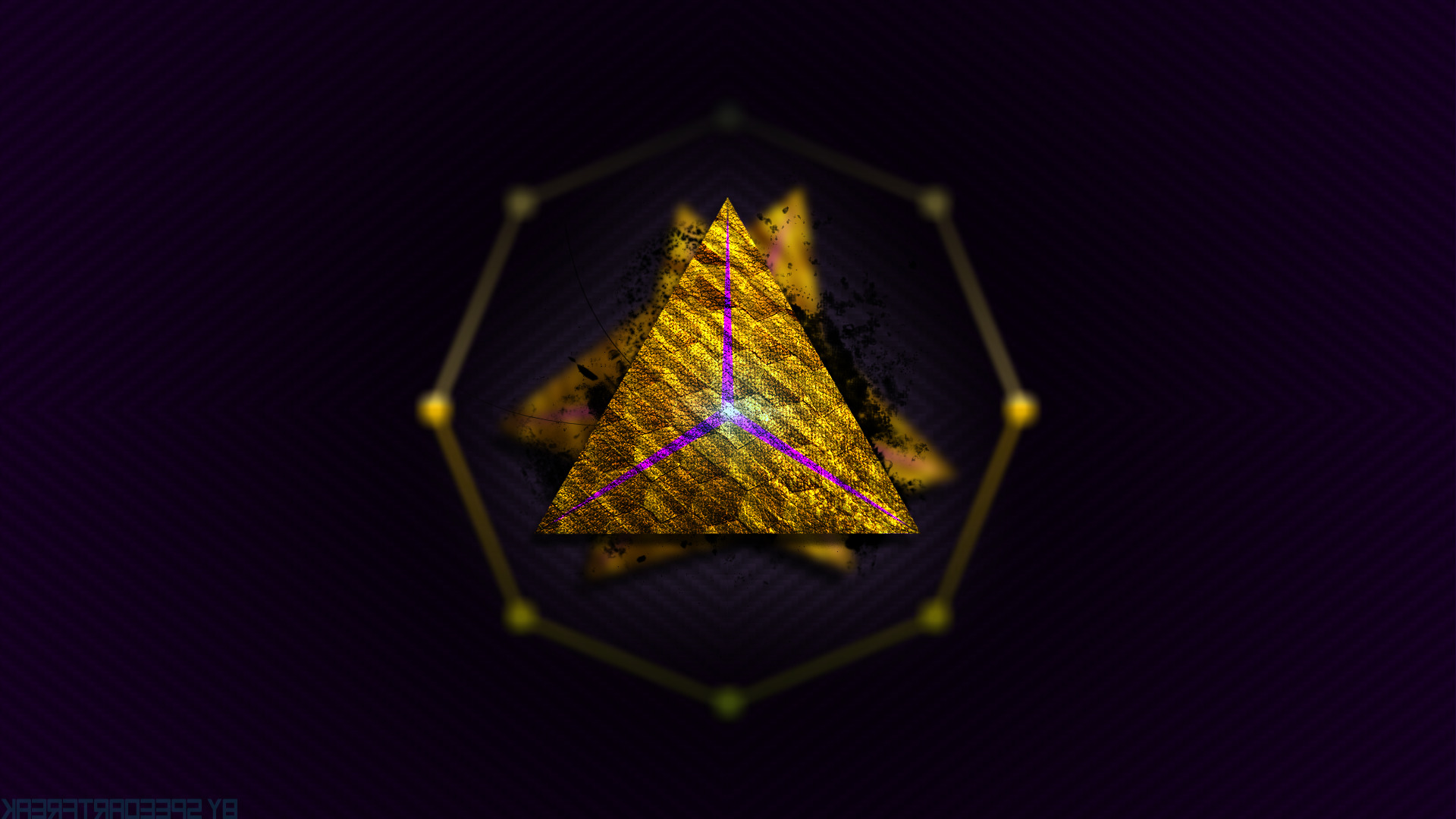 triangle, Gold, Violet, Abstract Wallpaper