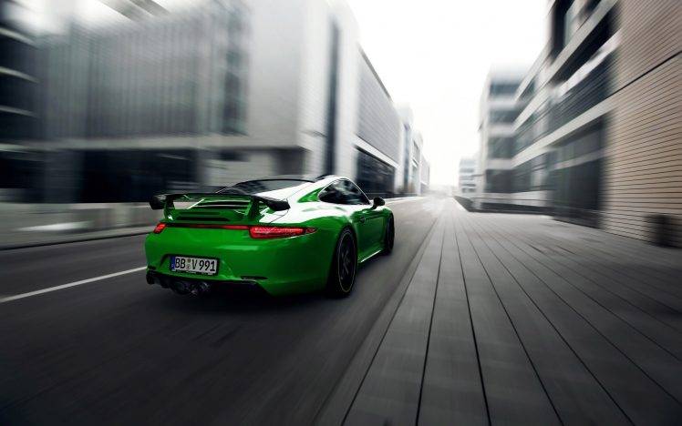 car, Porsche, Porsche 911, Porsche 911 Carrera 4S, Road, Green, Motion Blur HD Wallpaper Desktop Background