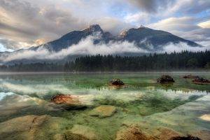 landscape, Nature, Lake, Mountain, Forest, Germany, Clouds, Mist, Water, Reflection, Sunrise