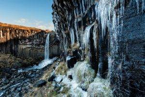 waterfall, Nature, Landscape, Icicle, Cliff, Sunlight, Shadow, Rock, Ice