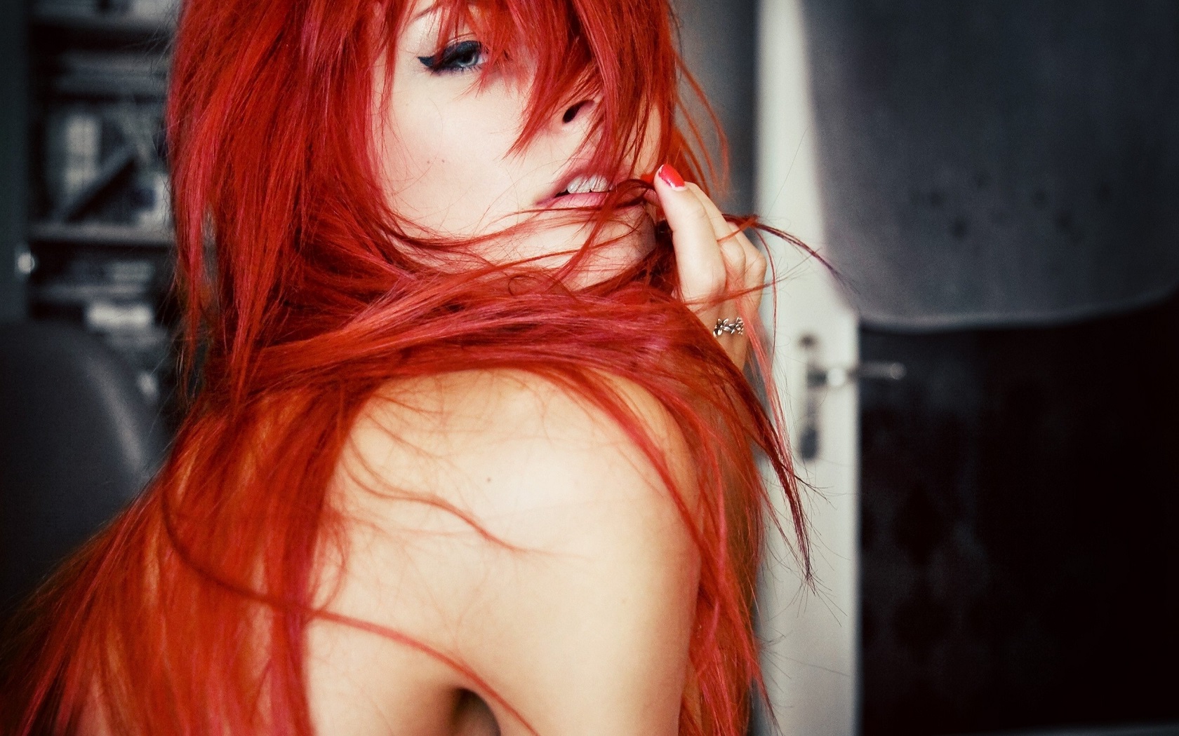redhead, Eyes, Lips, Women Wallpaper