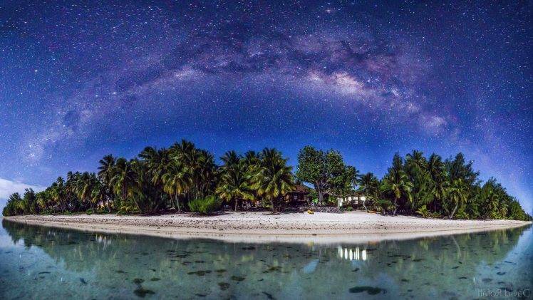 Aitutaki, Cook Islands, David Rofall, Beach, Galaxy, Island HD Wallpaper Desktop Background