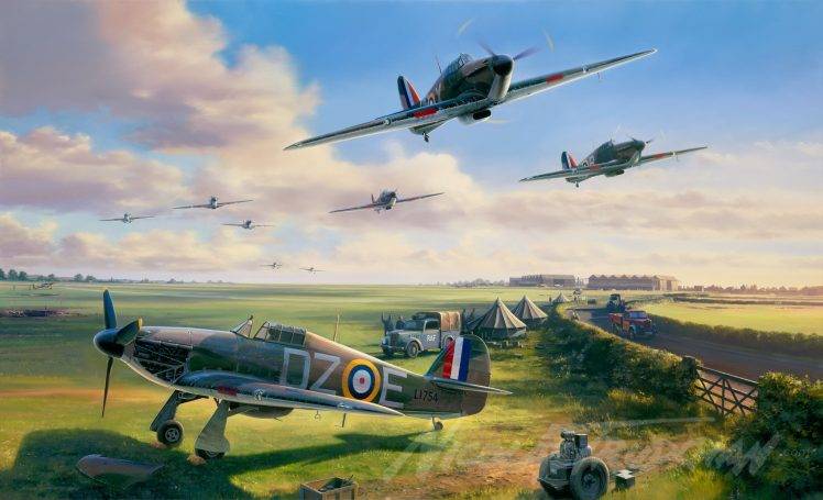 military Aircraft, Royal Airforce, Hawker Hurricane, Hawker, World War II, Battle Of Britain HD Wallpaper Desktop Background