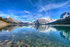 landscape, Nature, Lake, Mountain, Forest, Snowy Peak, Canada, Water, Reflection, Blue