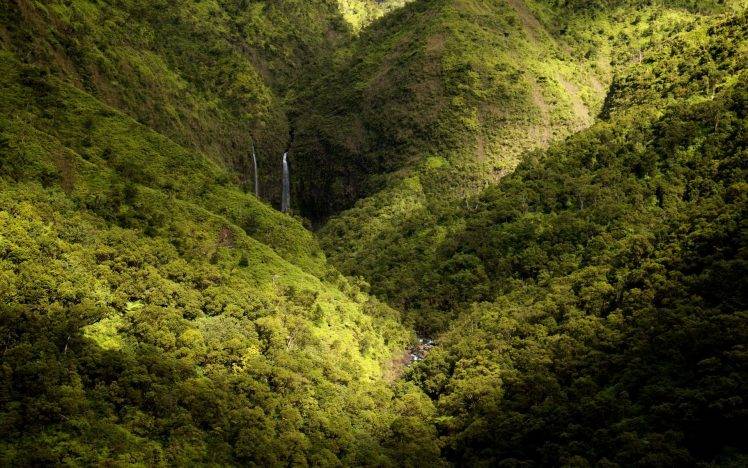 landscape, Nature, Mountain, Forest, Waterfall, Spring, Kauai, Green HD Wallpaper Desktop Background