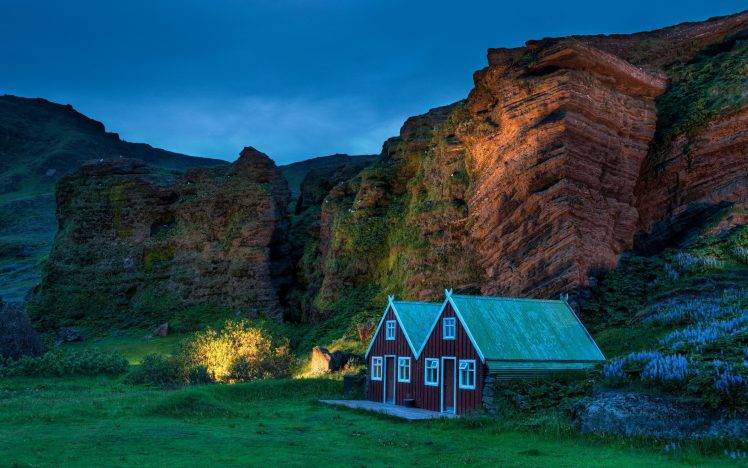 nature, Landscape, House, Grass, Wildflowers, Sunlight, Mountain ...