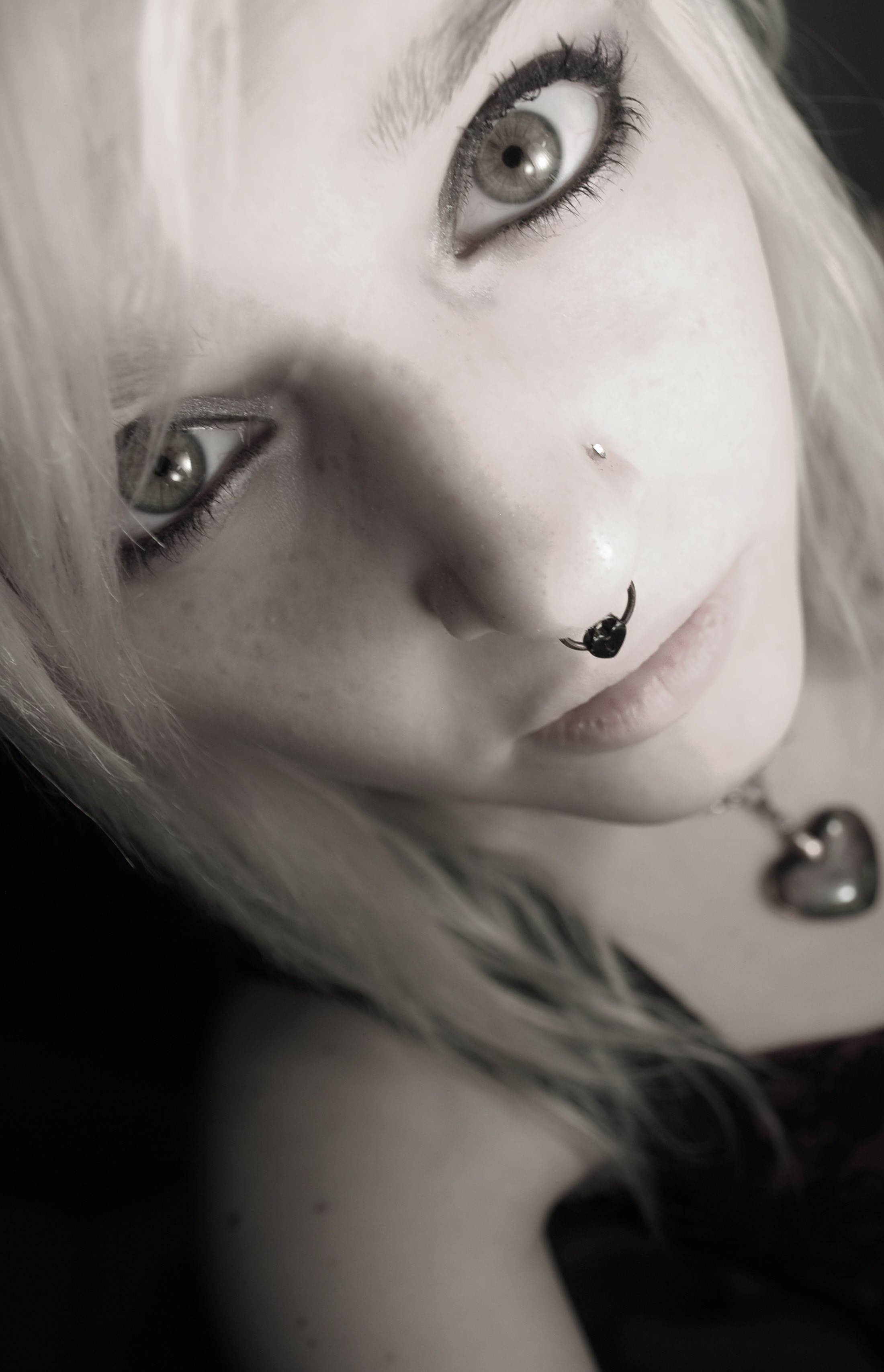 women, Piercing, Black Eyes, Blonde Wallpaper