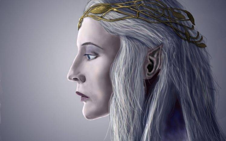 artwork, Galadriel, Elves, Women, Face, Blue Eyes, The Lord Of The Rings HD Wallpaper Desktop Background