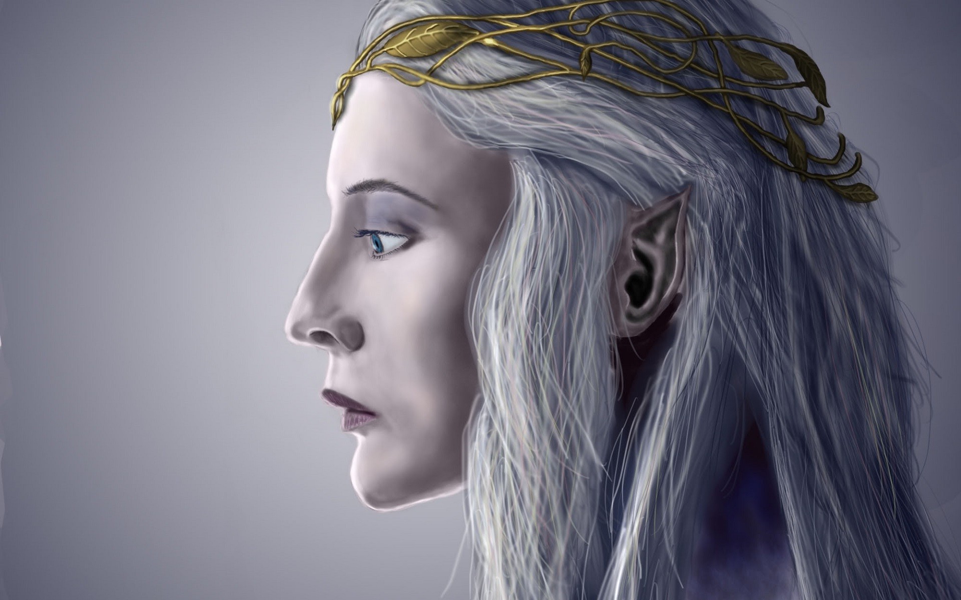 artwork, Galadriel, Elves, Women, Face, Blue Eyes, The Lord Of The Rings Wallpaper