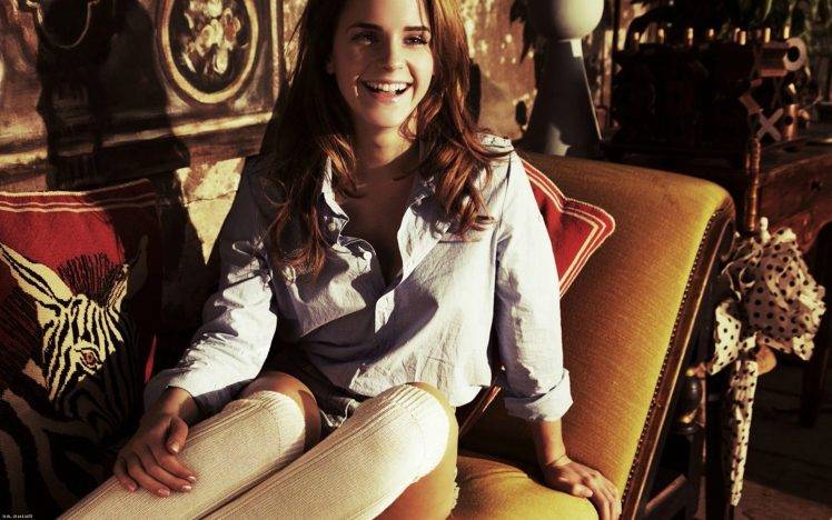 Emma Watson, Knee highs, Blouses HD Wallpaper Desktop Background