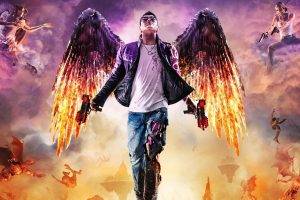 Saints Row, Saints Row: Gat Out Of Hell, Video Games, Digital Art, Wings, Fire, Machine Gun