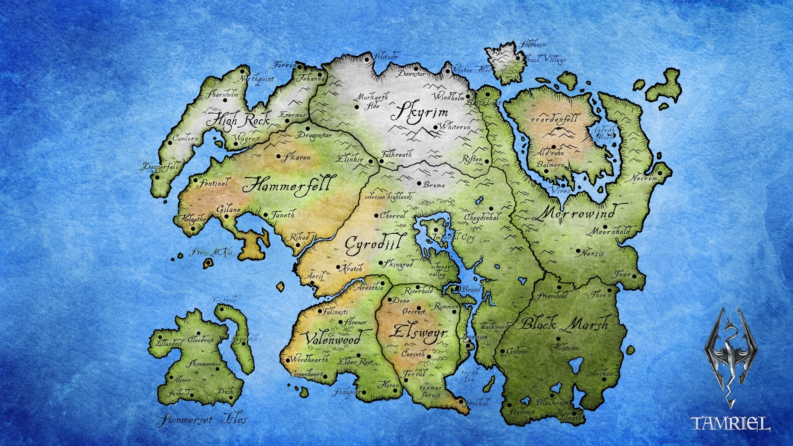 Elder Scrolls, Map, The Elder Scrolls V: Skyrim, The Elder Scrolls IV: Oblivion, The Elder Scrolls III: Morrowind, Tamriel Wallpaper