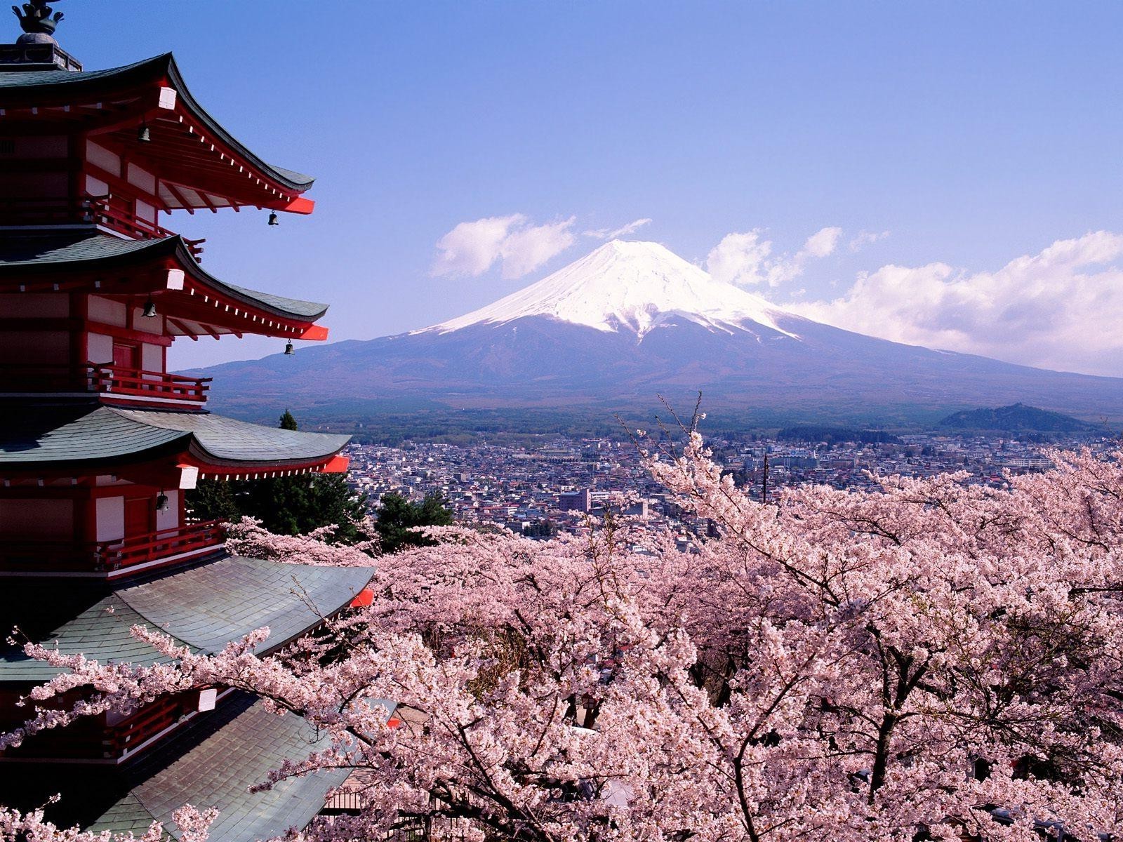 vulcano, Landscape, Mount Fuji, Asian Architecture Wallpaper