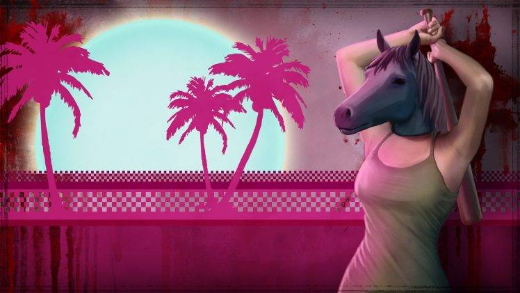 video Games, Hotline Miami, Women, Palm Trees, Mask HD Wallpaper Desktop Background