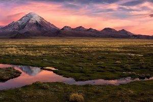 nature, Landscape, Sunset, Mountain, Panoramas, Desert, Sky, Snowy Peak, Wetland, Clouds, Plateau, Bolivia