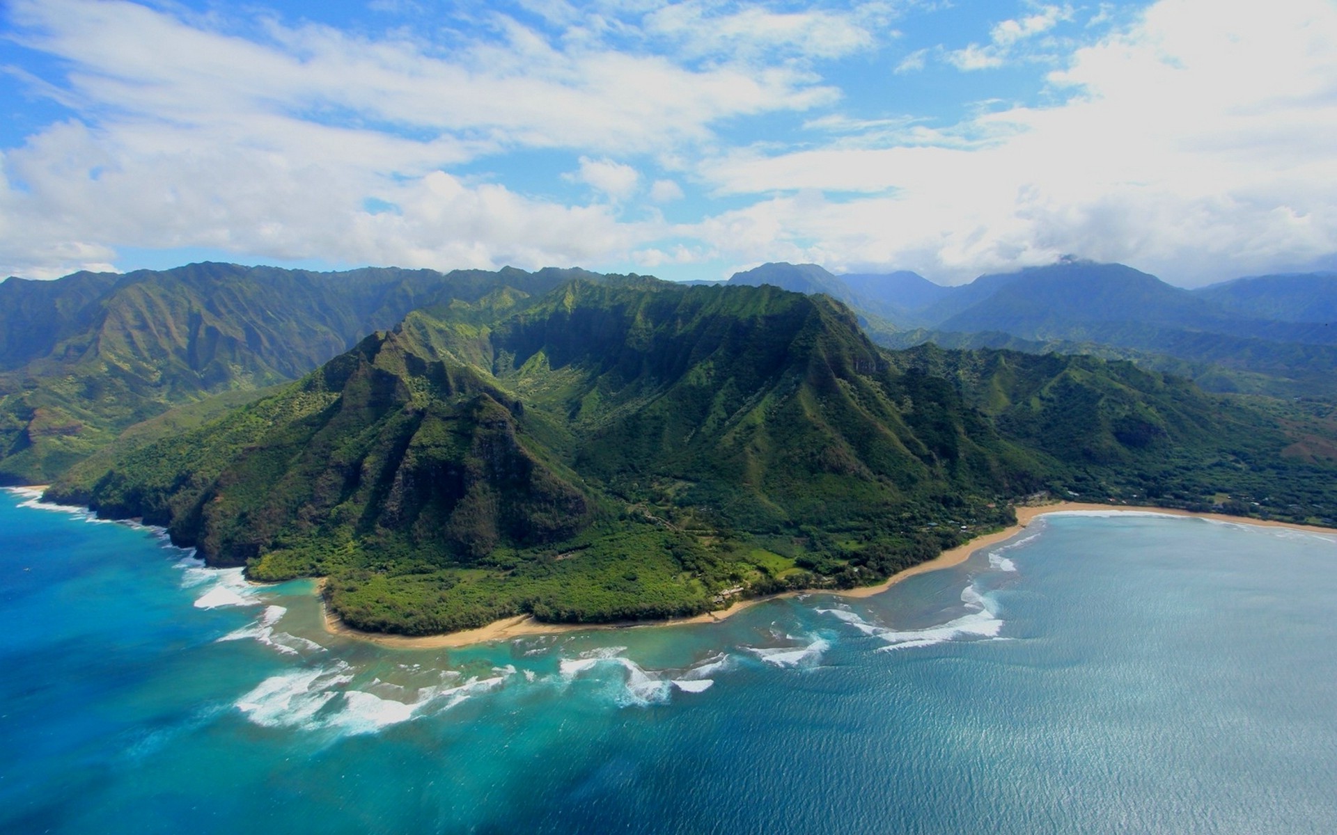 nature, Landscape, Island, Aerial View, Mountain, Kauai, Beach, Sea