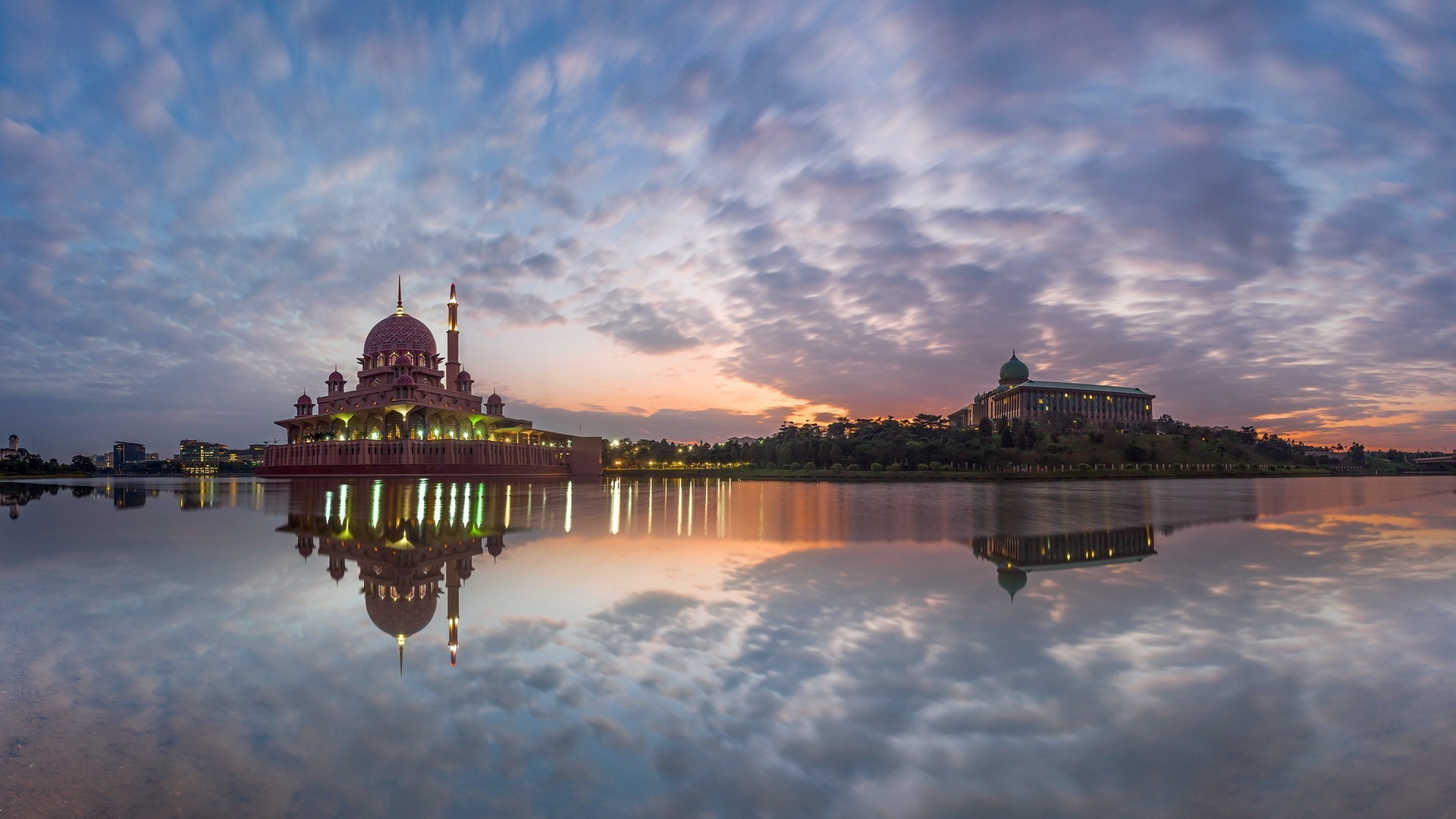 nature, Landscape, Architecture, Building, Water, Trees, Malaysia, Kuala Lumpur, Mosques, Lights, Forest, Sunset, Reflection, City, Modern, Tower, Long Exposure Wallpaper